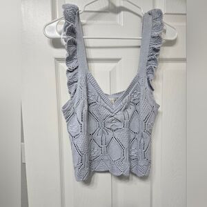 Chelsea & Violet Pointelle Stitched Scalloped Eyelet Knit Tank